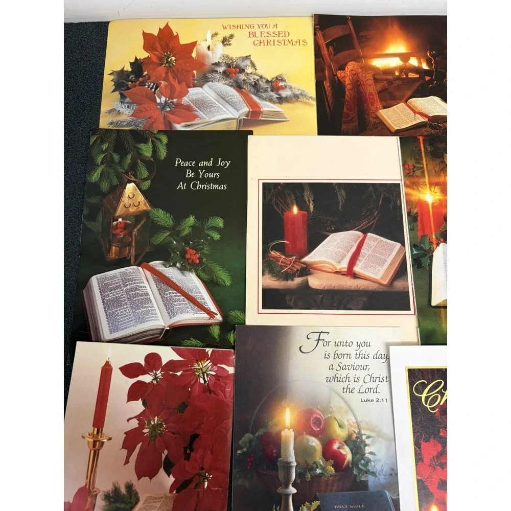 Vintage Christmas Cards Fronts ONLY Bibles Scrapbooking Decoupage Lot of 50+